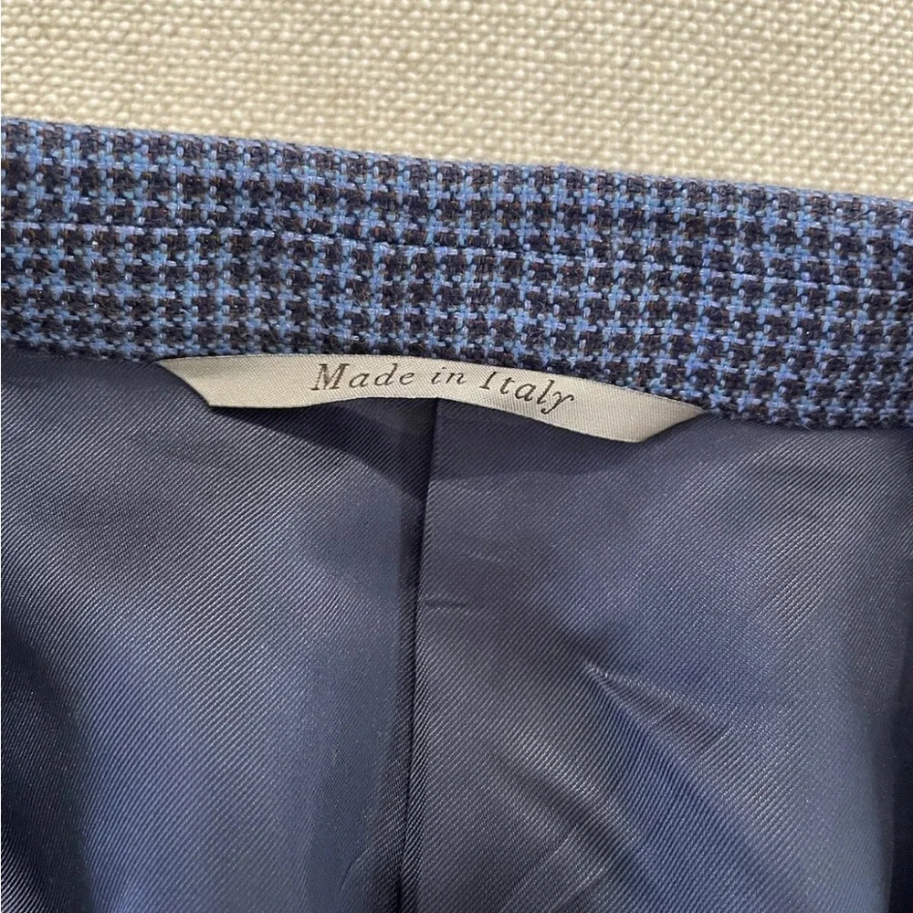 CANALI made in italy Silk Linen Wool‎ Puppytooth Check Jacket Size 48 R $1895